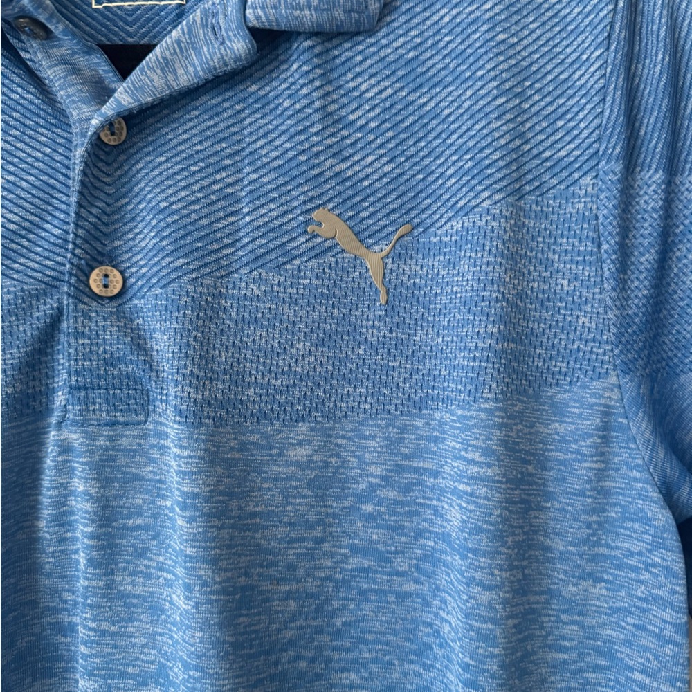 Puma Men’s Golf Polo Shirt Blue Heathered Size L - Picture 2 of 3